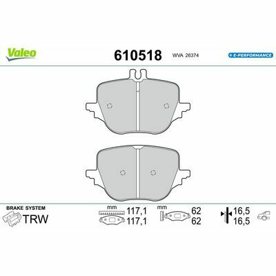 VALEO E-PERFORMANCE Kit de Plaquettes de Frein, Frein à Disque