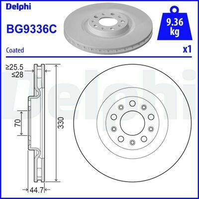DELPHI Disque de Frein BG9336C (lot de 2)
